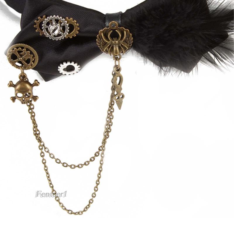 [Fenteer1] Vòng Cổ Choker Punk Với Dây Xích Bánh Răng Thoải Mái Màu Đen Cho Bạn Gái