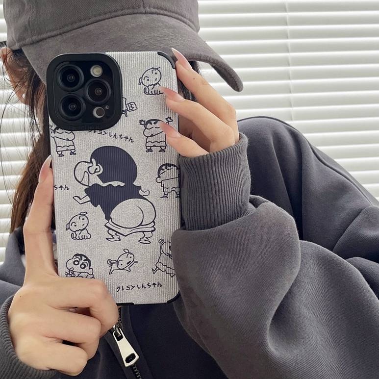 Ốp Điện Thoại Da Mềm Hình Gấu Winnie / Cậu Bé Bút Chì Cho iPhone 7 8 Plus SE 2020 X XR XS Max 11 12 13 14 Pro Max 14 Plus Shin Case