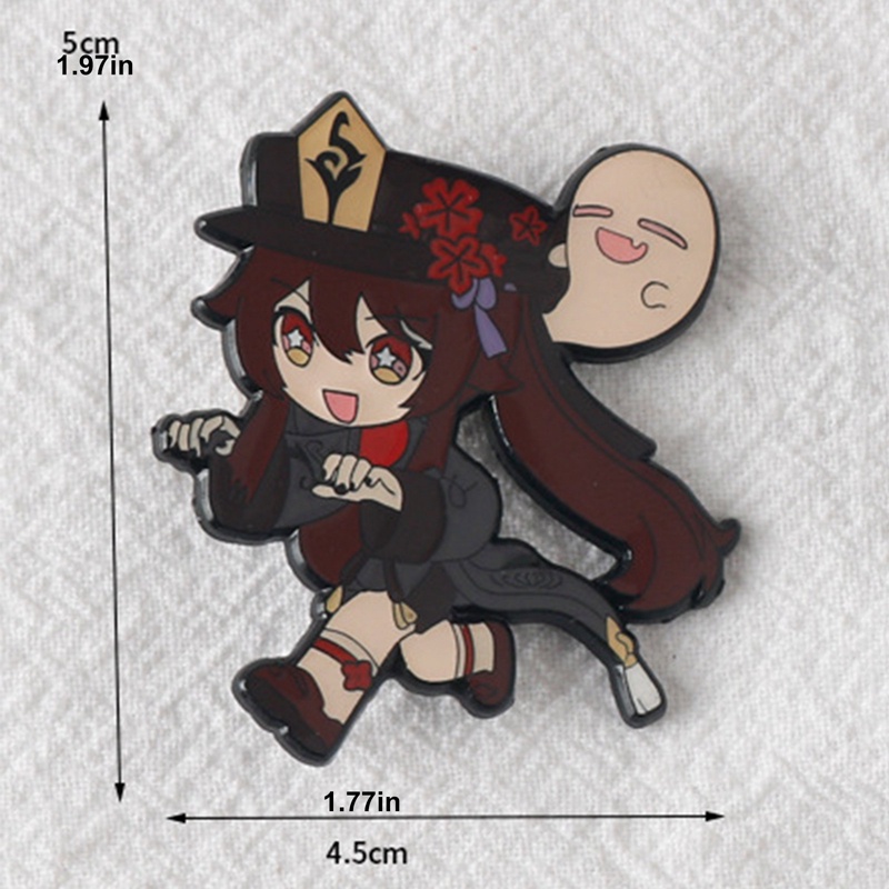 Ygt Huy Hiệu Cài Áo Kim Loại Tráng Men Họa Tiết Hoạt Hình Anime Genshin Va Chạm Kawaii Hu Tao Barbatos