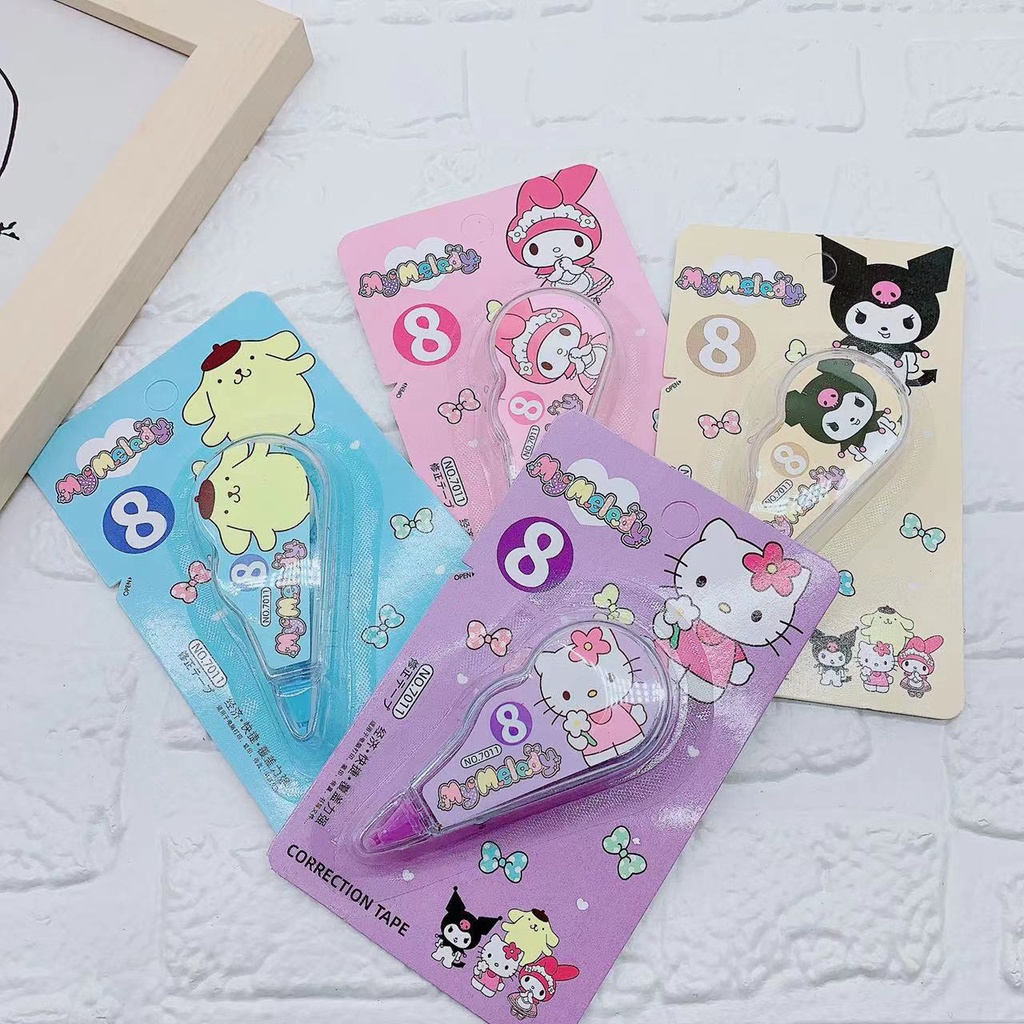 Sanrio Bút Xóa Dạng Băng Keo Mini Họa Tiết Hoạt Hình Cún Sanrio Dễ Thương Dành Cho Học Sinh Tiểu Học