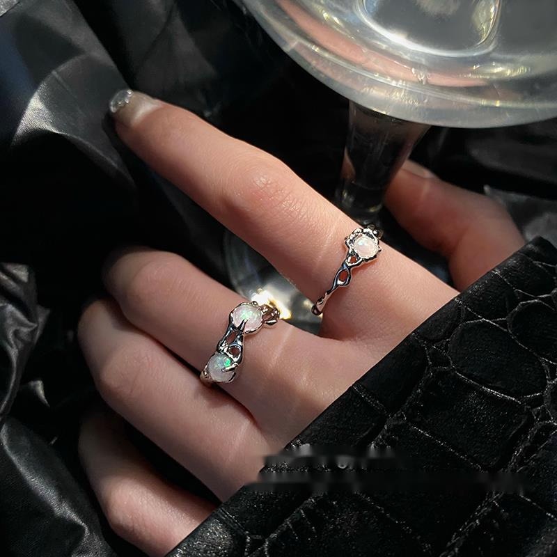 Nhẫn Hở Đính Đá Mặt Trăng Kiểu Hàn Quốc Sang Trọng Cho Nữ