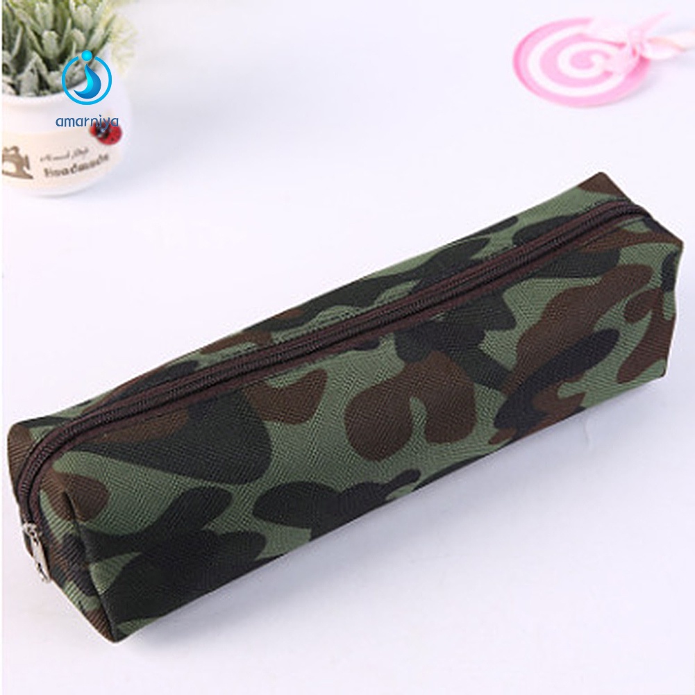 (Shop Amart) Túi Vải Canvas Đựng Bút Chì Họa Tiết Rằn Ri