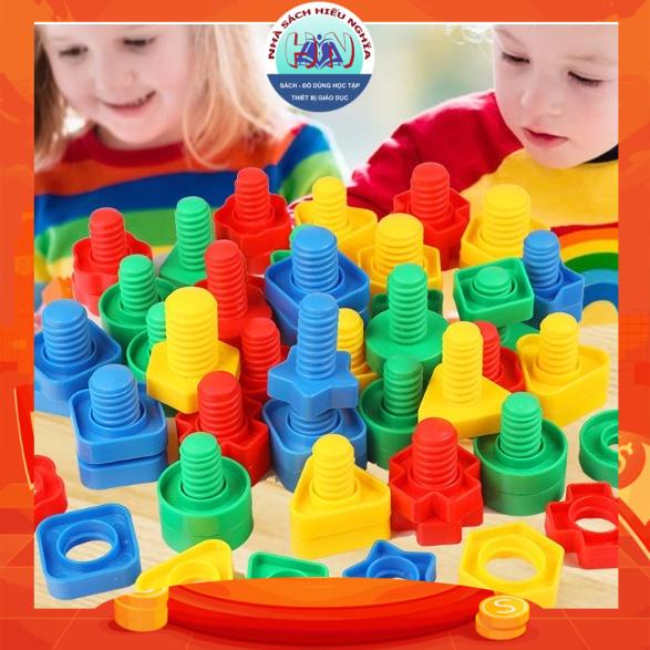 BỘ ỐC VÍT NHỰA TO - Rèn luyện vận động tinh cho bé - Từ 4 - 16 cặp