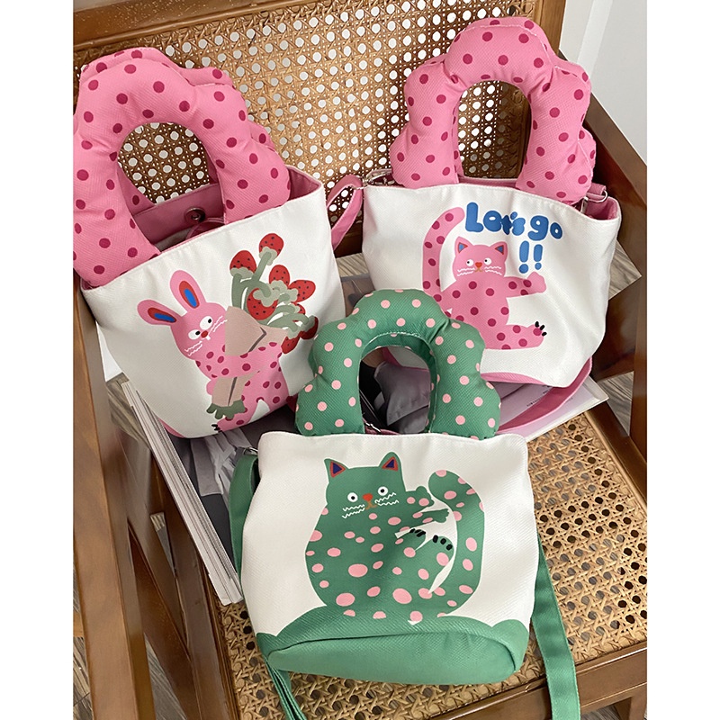 Túi Đeo Vai Vải Canvas In Họa Tiết Dễ Thương Thời Trang Cho Nữ