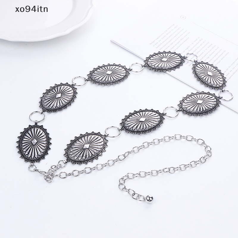 Thắt Lưng Dây Xích Kim Loại Mặt Oval Phong Cách Boho Cổ Điển Cho Nữ