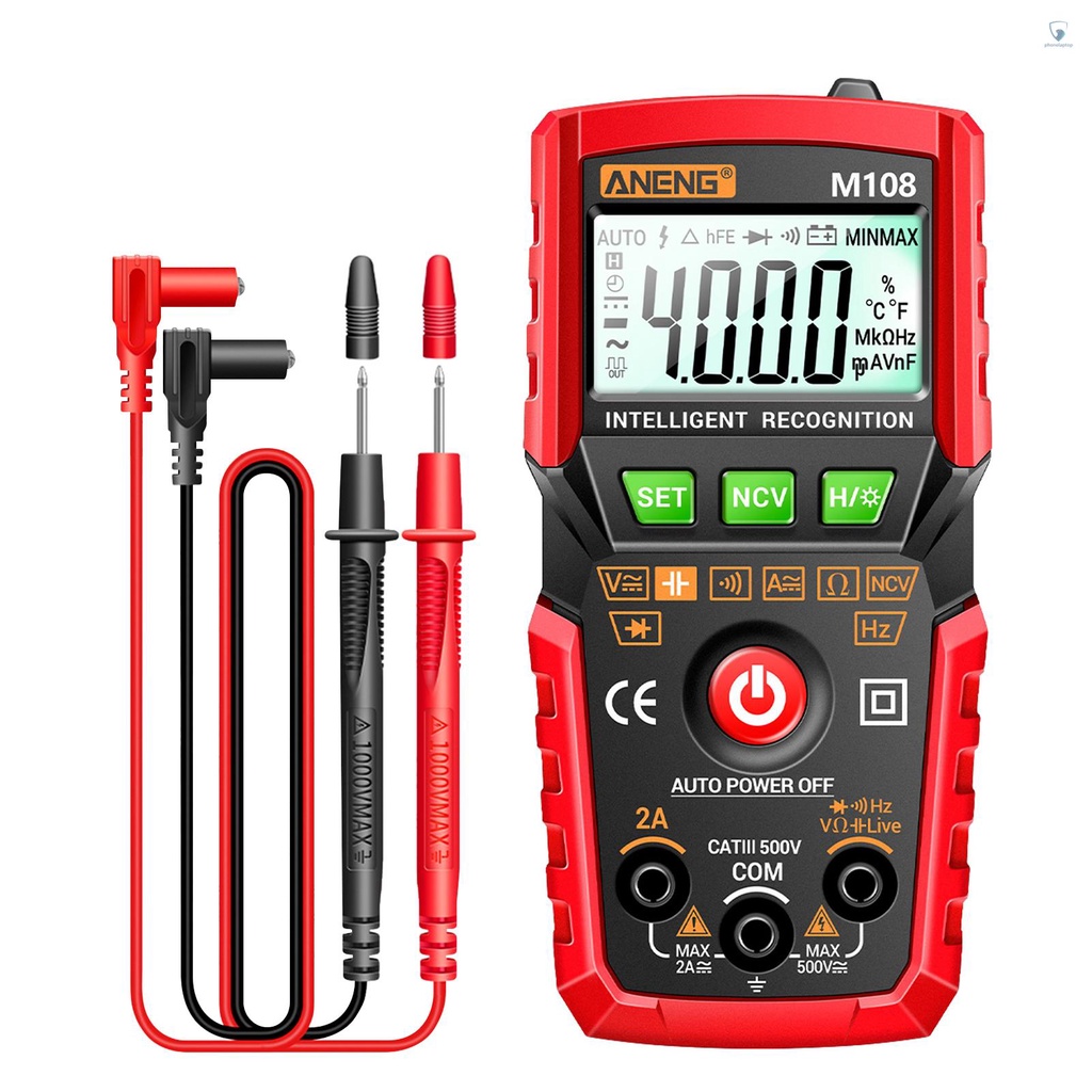 Đồng Hồ Vạn Năng Kỹ Thuật Số Thông Minh ANENG M108 Đếm 4000 NCV Cầm Tay Có Đèn Nền AC / DC