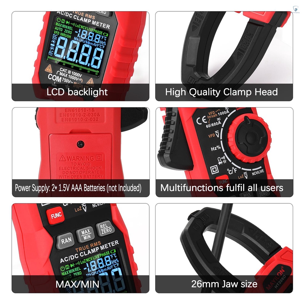(laptvn) Vạn Năng Kế Đo Dòng Điện AC Vôn Kế Trực Tiếp MAYILON HT208A / HT208D (Tùy Chọn)