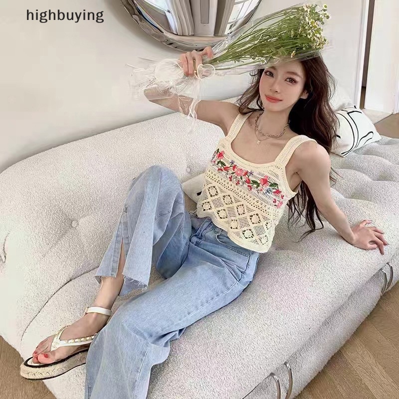 Áo Hai Dây Dệt Kim Dáng Rộng Thêu Họa Tiết Phong Cách Bohemia Cho Nữ