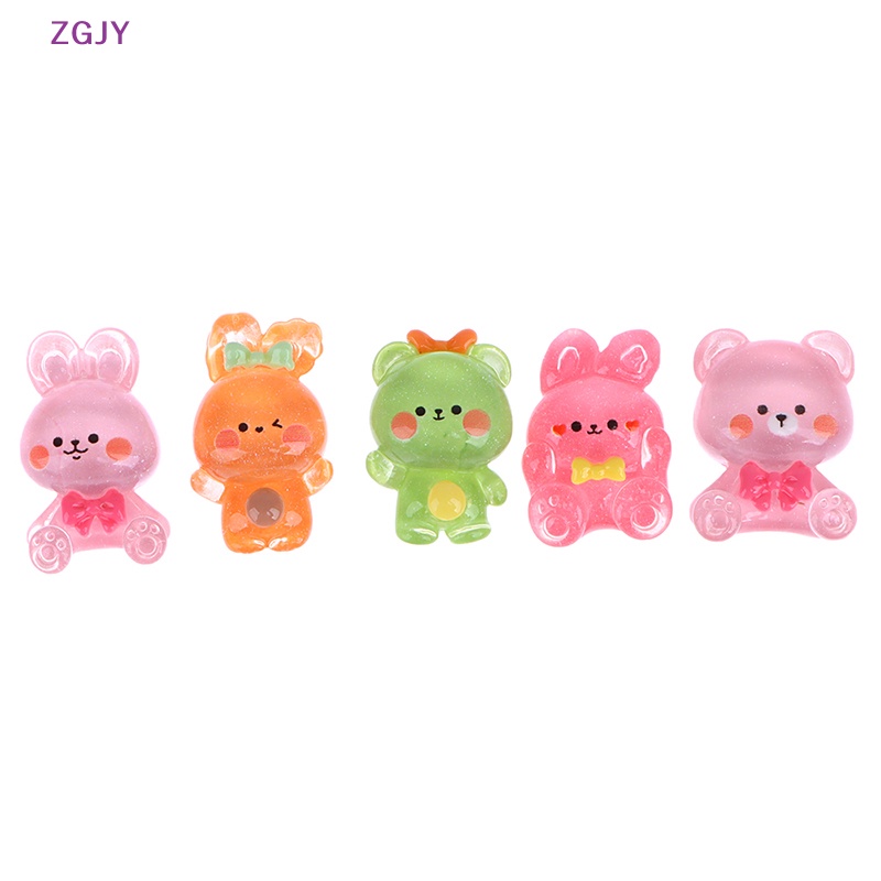 Set 10 Tượng Thỏ Gấu Hoạt Hình Đáng Yêu Trang Trí Scrapbook Mới