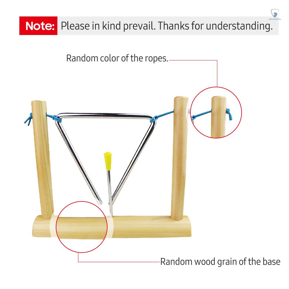 Nhạc Cụ Tam Giác 6 inch Bằng Thép Không Gỉ Với Giá Đỡ Bằng Gỗ Dành Cho Giáo Dục Sớm