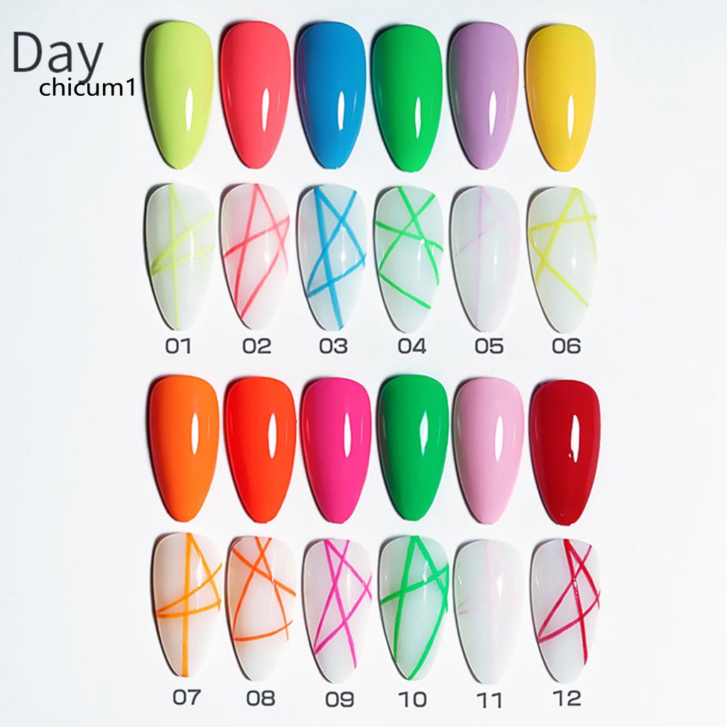 Set 12 Lọ Gel Sơn Móng Tay Dạ Quang Lâu Trôi