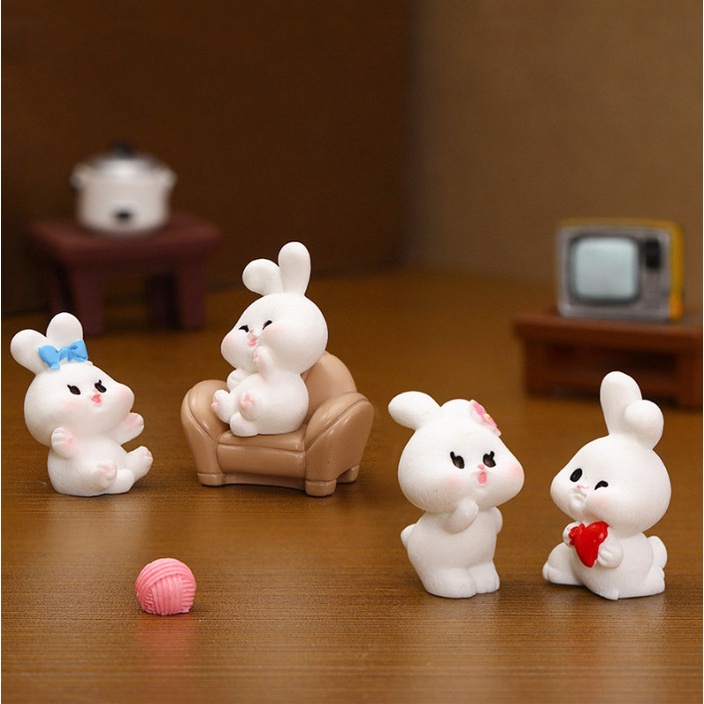 ​​​​​​​Mô Hình Tiểu Cảnh "Thỏ Dễ Thương Tiangong Mini" Trang Trí Sen Đá, Sân Vườn/ Chậu Cây, DYI, Terrarium