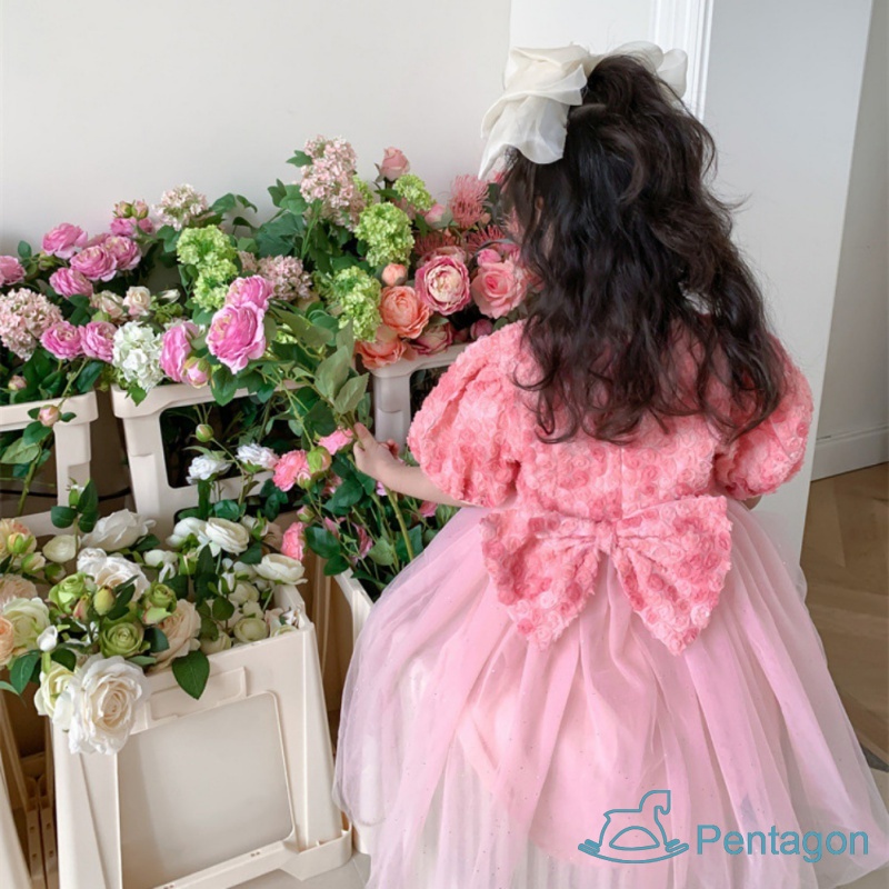 Chân Váy Lưới Thoáng Khí Đính Nơ Dễ Thương Phong Cách Hàn Quốc Cho Bé Gái