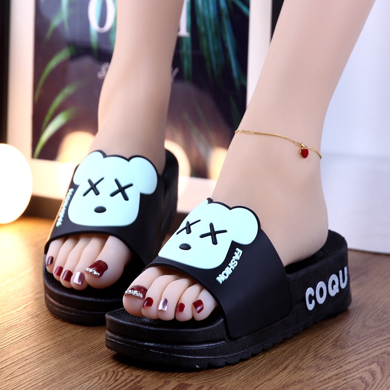 Dép nữ đi trong nhà đế dày tăng chiều cao họa tiết hoạt hình thời trang mùa hè cho AA6260