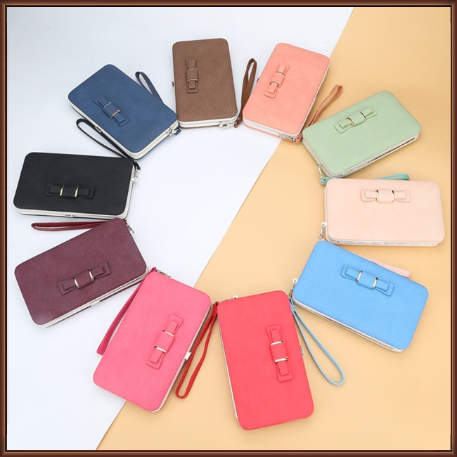 Ví Gập 2 Ngăn Đựng Thẻ Đính Nơ Thời Trang Dành Cho Nữ