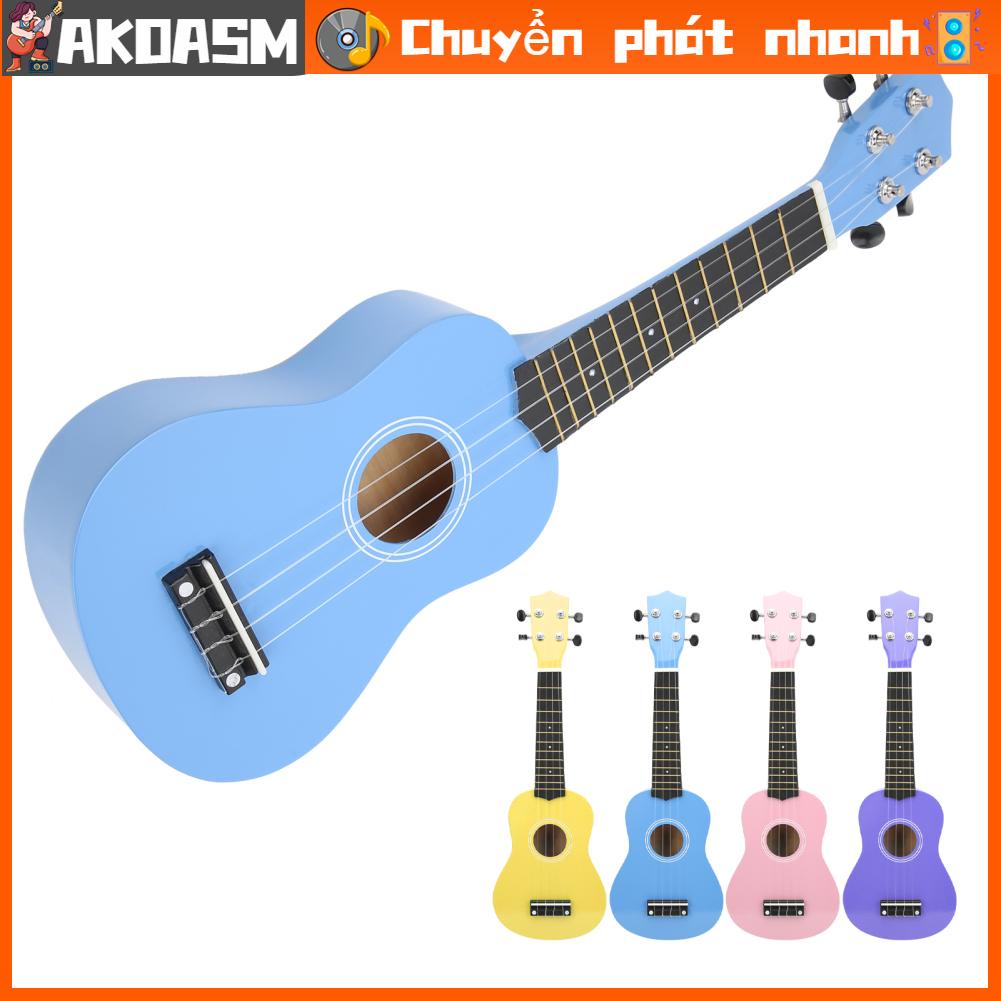 AKOASM Bộ đàn Ukulele 21 inch Nhạc cụ dàn nhạc dây mềm sáng bóng cho trẻ mới bắt đầu