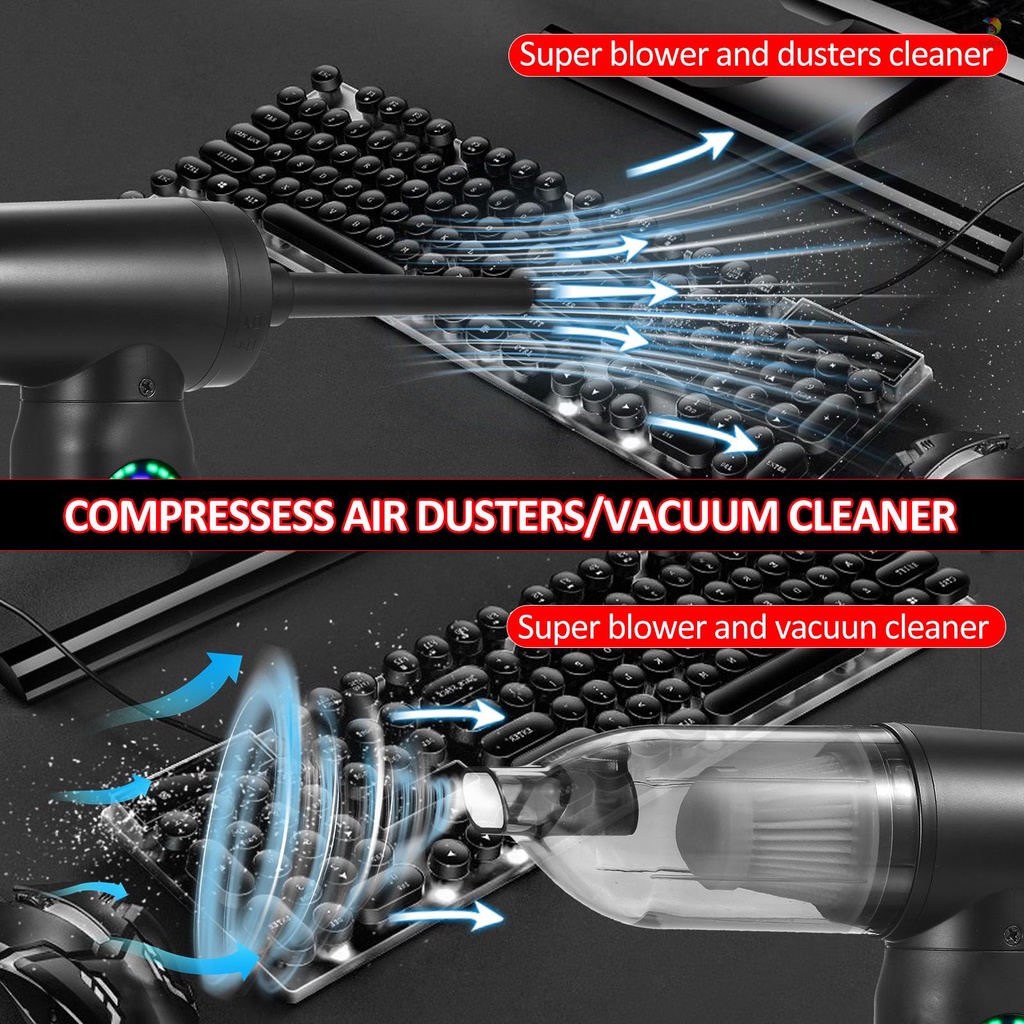 Máy Hút Bụi Geevorks Dạng Nén Có Động Cơ Không Chổi Than Kỹ Thuật Số 120W 110000Máy Hút Bụi Làm Sạch Không Khí RPM 7500mAh Thay Thế Tiện Dụng