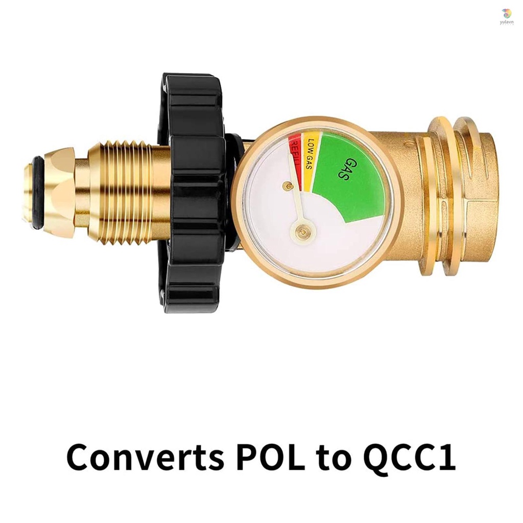 Van Chuyển Đổi Bình Propane Thông Dụng Kèm Đồng Hồ Đo Áp Suất Van Bồn Chứa QCC1 Propane Cho RV Camper / BBQ / Xi Lanh