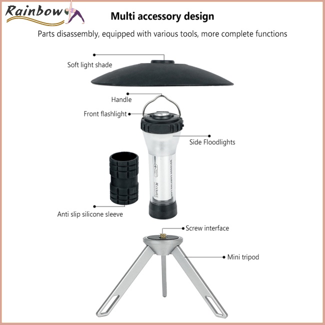 Đèn Pin Cắm Trại 3 Chế Độ Kèm Móc Tiện Dụng