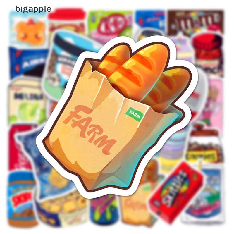 Bộ 50 Miếng Dán Chống Thấm Nước Hình Thức Ăn / Sữa / Điện Thoại Độc Đáo Trang Trí Xe Hơi / Xe Máy