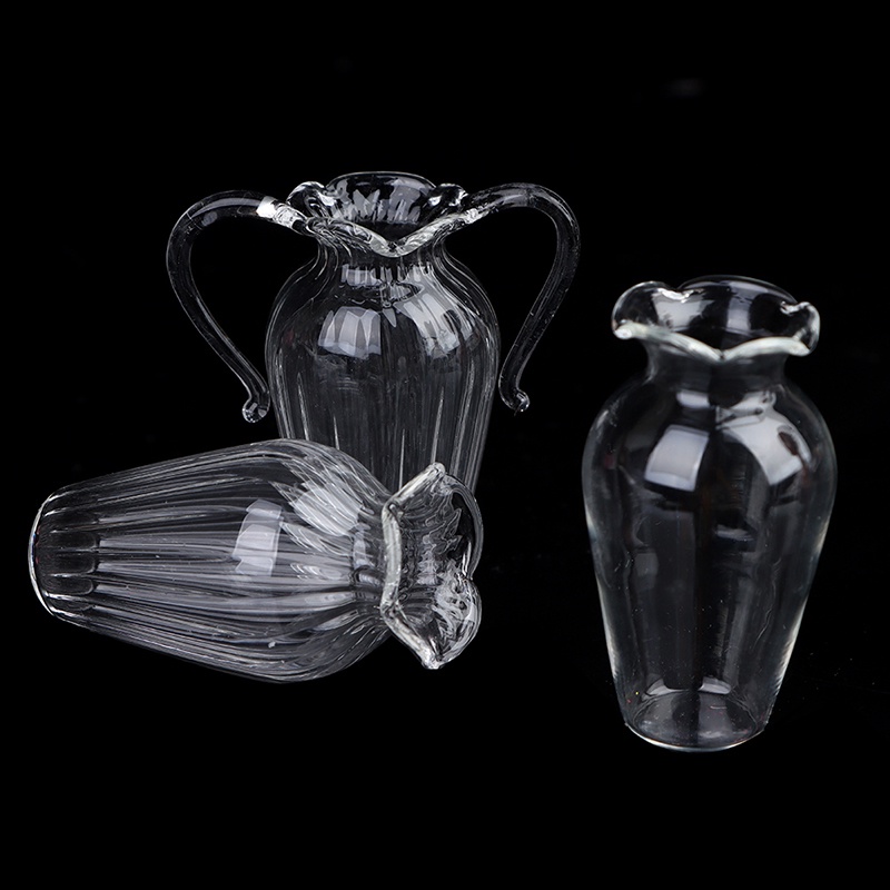 Bình Hoa Thủy Tinh Trong Suốt Tỉ Lệ 1: 12 Trang Trí Nhà Búp Bê