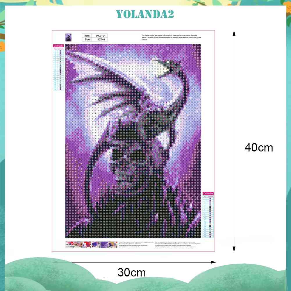 Tranh Đính Đá Kim Cương Toàn Bộ 5D DIY Hình Vẽ Rồng Đầu Lâu