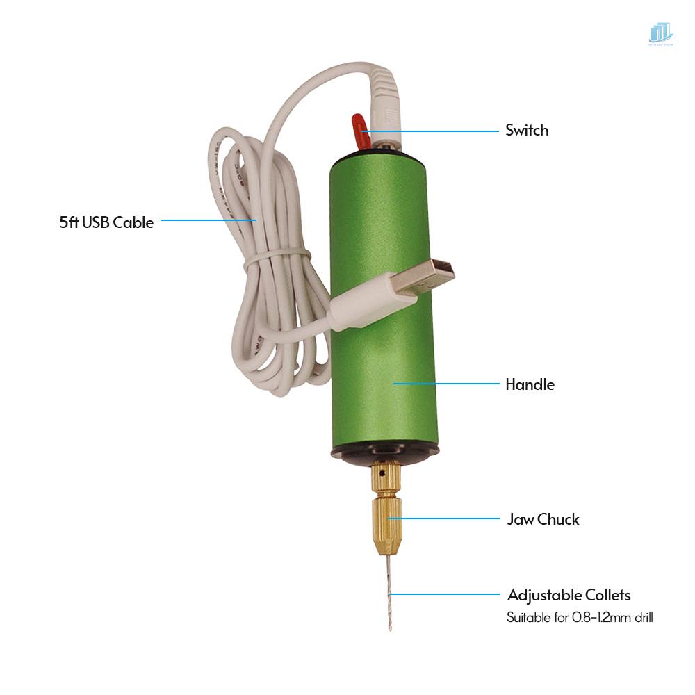 Máy Khoan Điện Mini 0.8-1.2mm (s2mwvn) Kèm 8 Mũi Khoan 0.8mm &amp; 1.1mm Tự Làm Trang Sức Móc Khóa Gỗ