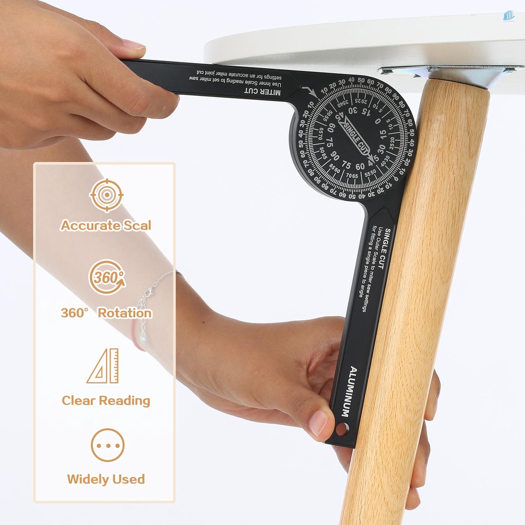 Cân Đọc Sách Bên Trong &amp; Ngoài Bằng Hợp Kim Nhôm Cho Thợ Mộc 7-inch Miter Saws Protractor 7-inch