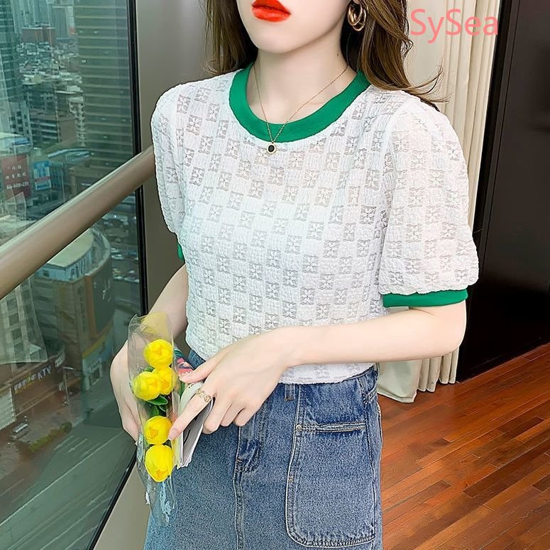 Áo Ren Lỗ Cổ Tròn Thời Trang Thanh Lịch Cho Nữ