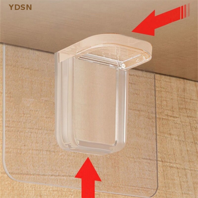 [YDSN] Set 4 Kẹp Cố Định Kệ Tủ Tự Dính Không Cần Khoan Lỗ RT
