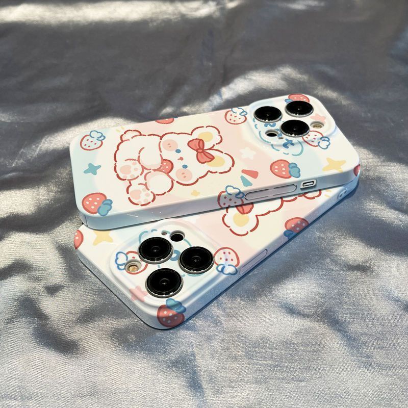 Ốp Điện Thoại Màu Hồng Họa Tiết Thỏ Dễ Thương Cho Iphone 78iphone13 12max 14pro 11 DS1C