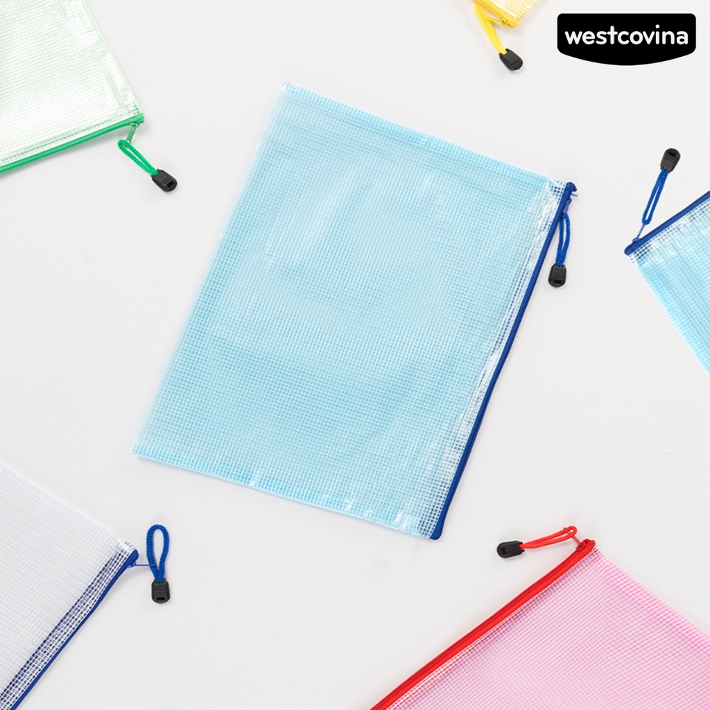 [COD]♪Set 5 Túi Đựng Tài Liệu Bằng PVC Chống Nước Đa Năng Có Khóa Kéo