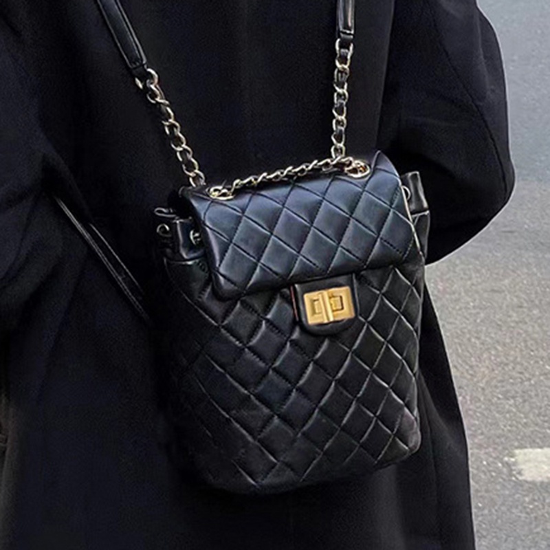 Ba Lô Du Lịch Sức Chứa Lớn Có Dây Xích Hình Thoi Thời Trang Cho Nữ