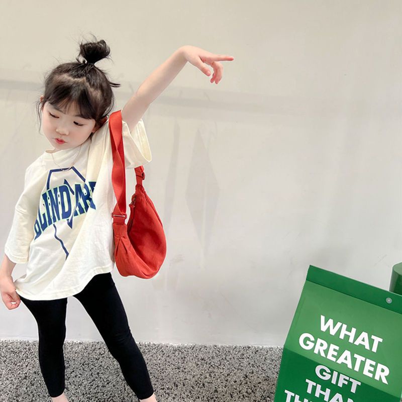 Áo Thun Cotton Tay Ngắn In Chữ Phong Cách Hàn Quốc Thời Trang Mùa Hè 2023 Cho Bé Gái