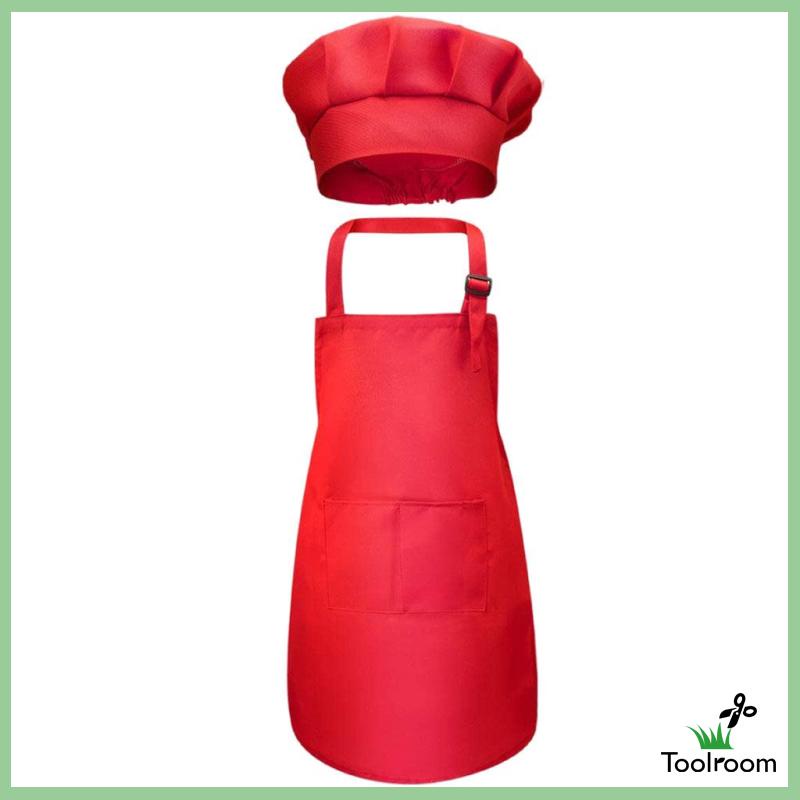Bộ Tạp Dề Đầu Bếp Có Túi Trước Điều Chỉnh Được Cho Trẻ Em