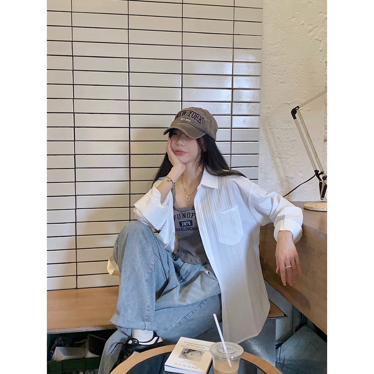 NRVP Áo Sơ Mi Nữ Oversized Vải Cotton Phong Cách Hàn Quốc Mới 2023