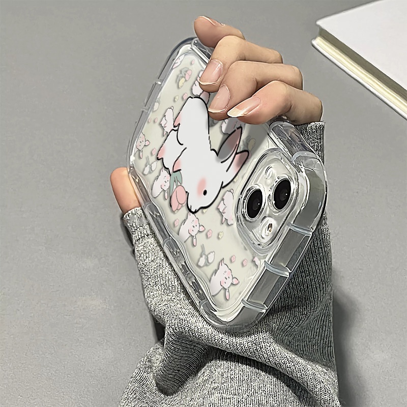 Ốp Điện Thoại TPU Silicone Mềm Trong Suốt Chống Sốc In Hình Thỏ Dễ Thương Cho IPhone 14 13 12 11 Pro XS Max X XR 7 + 8 Plus