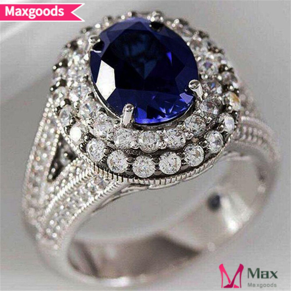 Nhẫn MAXG Màu Xanh Dương Thời Trang Phổ BiếnNhẫn Đeo Tay Thiết Kế Đơn Giản Cá Tính