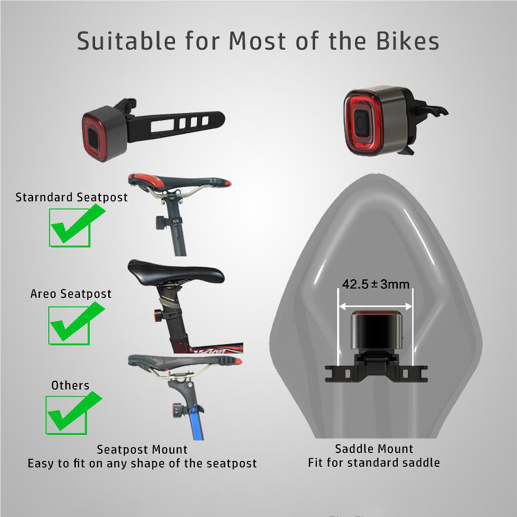 Đèn LED Hậu Xe Đạp Sạc USB 3 Chế Độ Chống Nước An Toàn