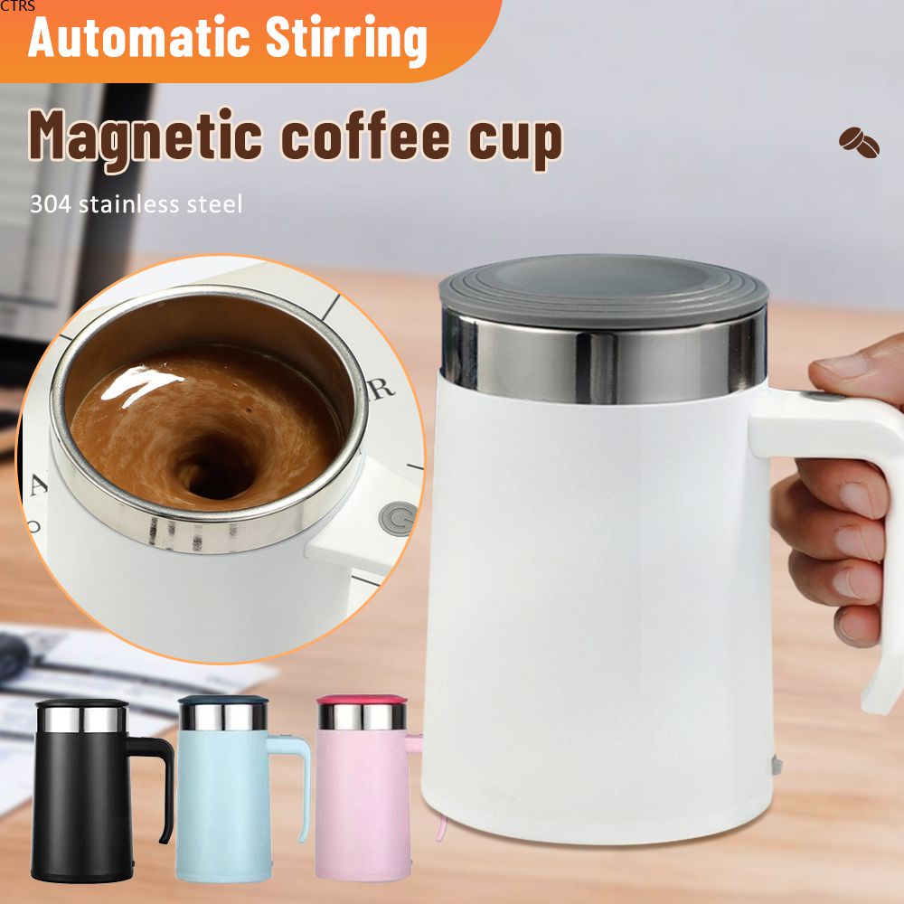 CốC Cà Phê Tự Động Nâng Cấp Cốc Tự Khuấy Có Thể Sạc Lại-Bình Trộn & Xoay Bằng Thép Không Gỉ 304 Nhiệt Từ Tính Tự Động Gia Đình Văn Phòng