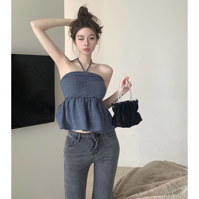 Set Áo Croptop Hai Dây + Chân Váy Lưng Cao Thiết Kế Quyến Rũ