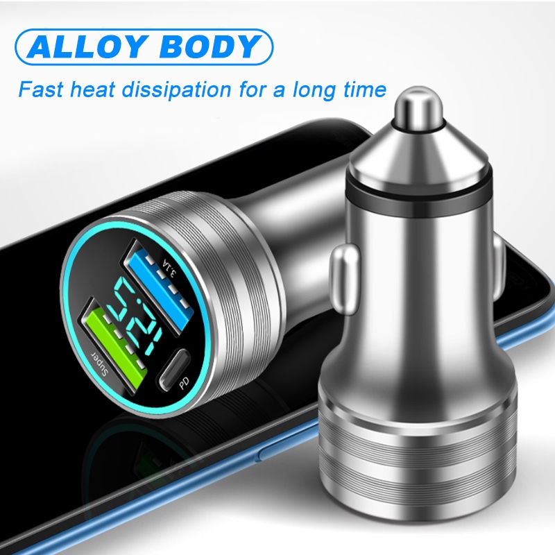 SEAMETAL Tẩu Sạc Hai Cổng USB 12V 66W QC3 PD Tiện Dụng Cho iphone Huawei Xiaomi OPPO