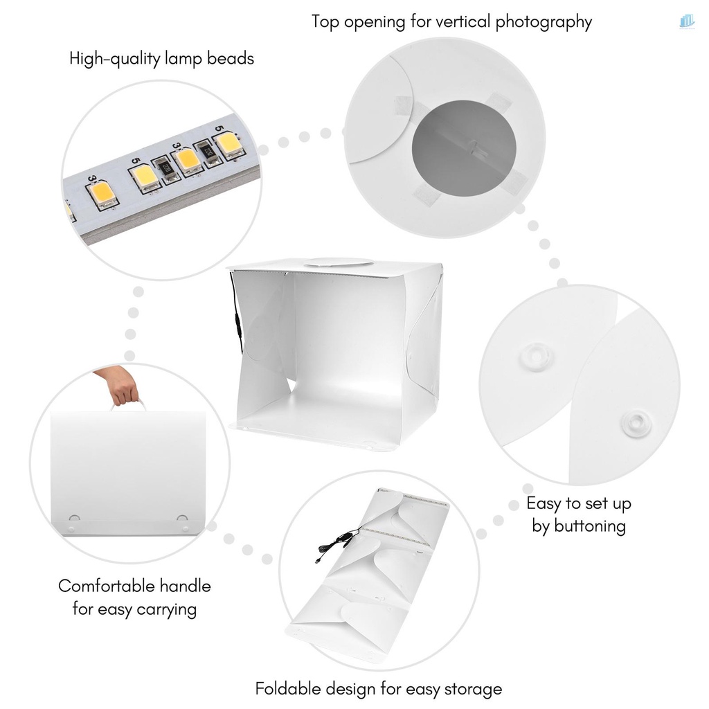 Hộp Đèn Chụp Ảnh Mini Andoer 40cm / 15.7inch 10W 2800K-5800K Có Thể Điều Chỉnh Độ Sáng Kèm Kẹp Điện Thoại / Máy Tính Để Bàn