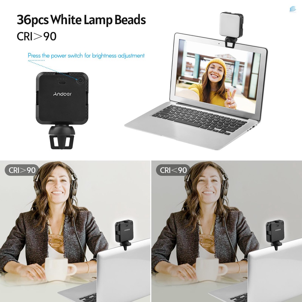 Đèn LED Chiếu Sáng Mini Andoer W36 5600K 3 Chế Độ Điều Chỉnh Được Nhiệt Độ Cho Live Stream