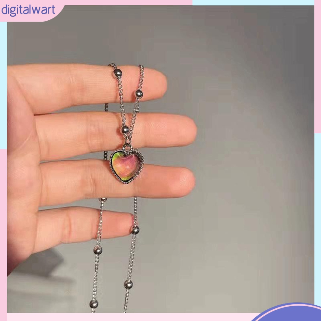Vòng cổ Mặt Trái Tim Đính Đá Pha Lê Nhân Tạo Đổi Màu Theo Nhiệt Độ Thời Trang Cho Nữ