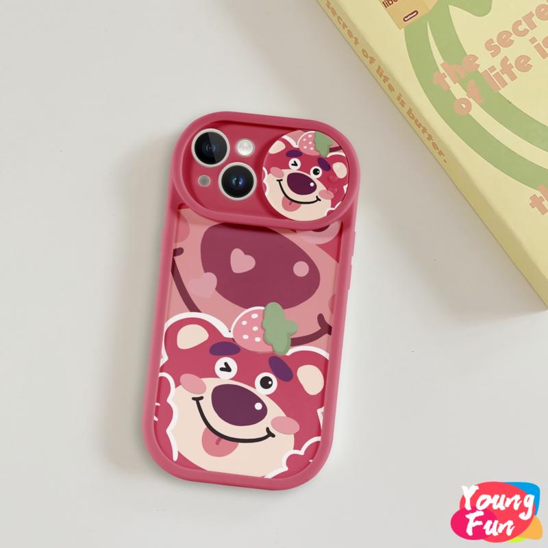 Ốp lưng Gấu dâu tây Trượt iPhone 14 XR 13 11 12 Pro Max 8 7 6 6S Plus X Xs Max Se 2020 13 12 11