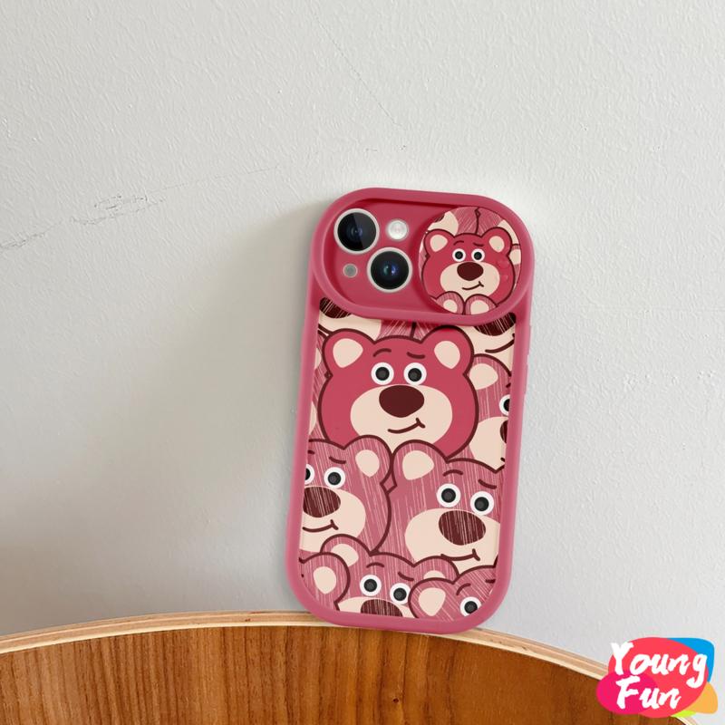 Ốp lưng Gấu dâu tây Trượt iPhone 14 XR 13 11 12 Pro Max 8 7 6 6S Plus X Xs Max Se 2020 13 12 11