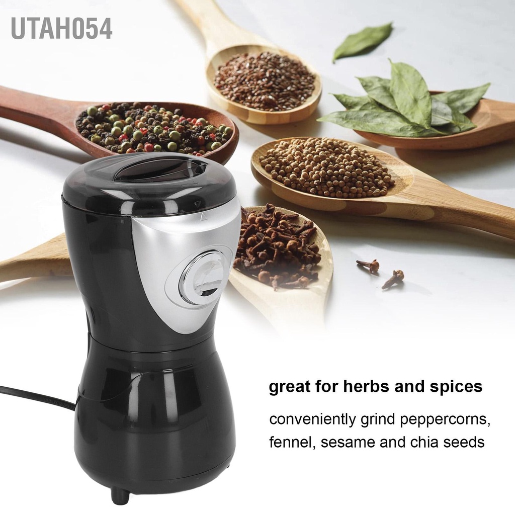 Utah054 Điện Máy Xay Cà Phê 300W Lưỡi Dao Bằng Thép Không Gỉ 304 Tự Động Cho Đậu Gia Vị Phích Cắm Châu Âu 220V