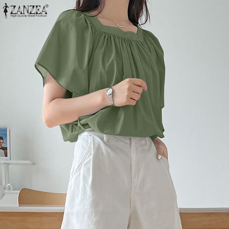 Áo nữ ZANZEA tay ngắn cổ vuông thời trang quyến rũ