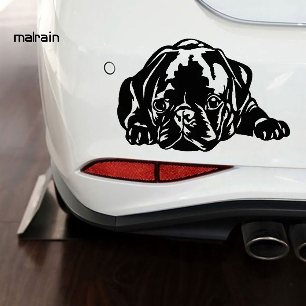 Đề Can Phản Quang Hình Chú Chó Pug Dễ Thương Dán Trang Trí Xe Hơi